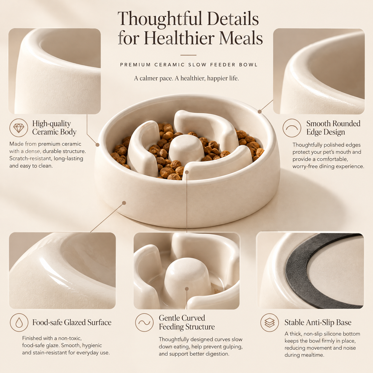 Northaliq™ Ceramic Slow Feeder Dog Bowl
