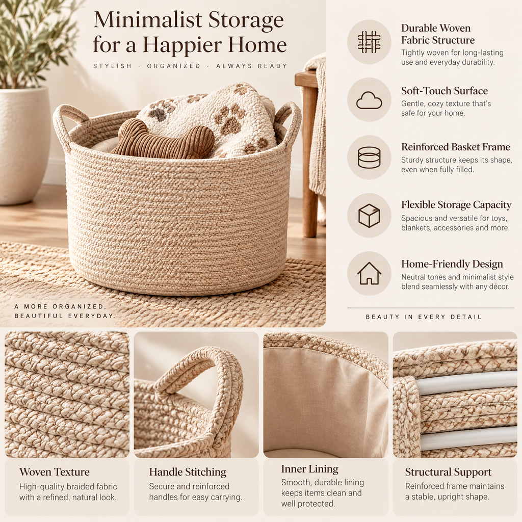 Northaliq™ Woven Pet Essentials Storage Basket