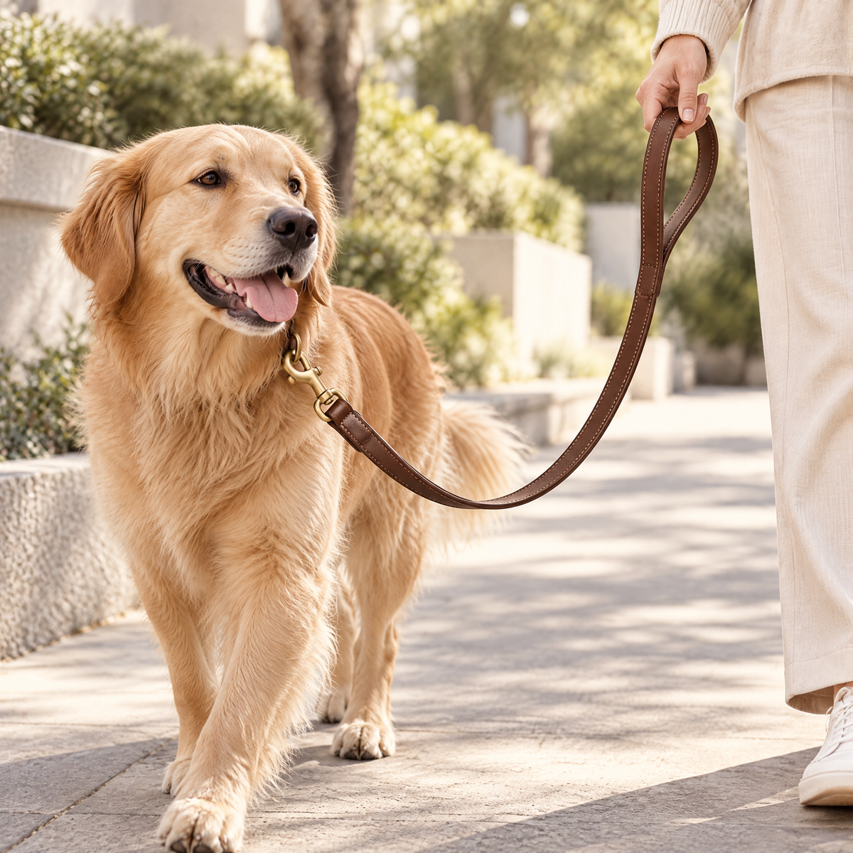 Northaliq™ Classic Brown Leather Dog Leash