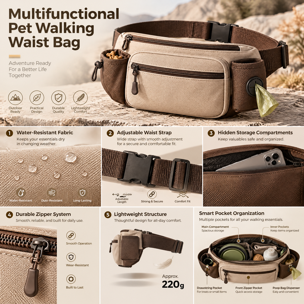 Northaliq™ Hands-Free Dog Walking Waist Bag
