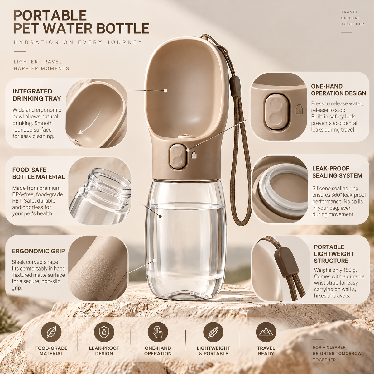 Northaliq™ Portable Dog Water Bottle with Drinking Bowl